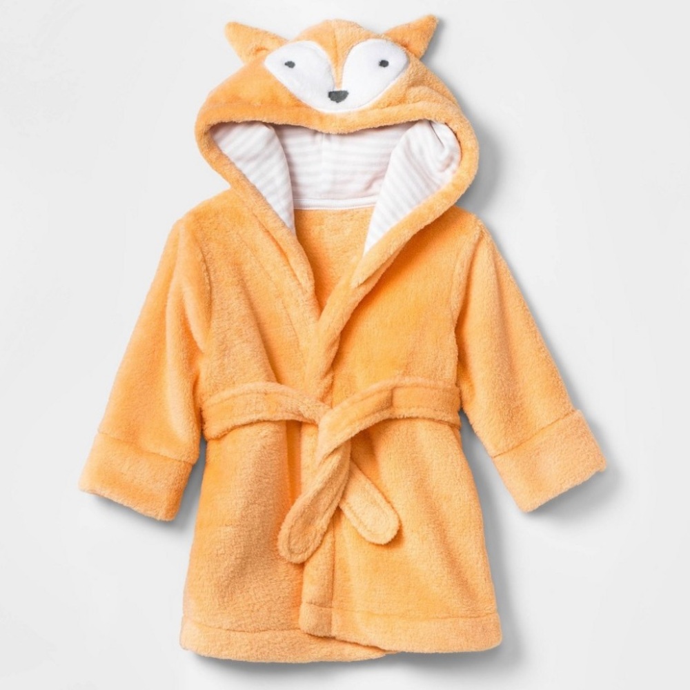 Cloud Island Target Baby Fox Plush Hooded Bath Robe - Peach Orange